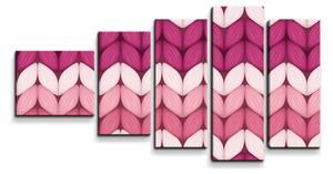 Sablio Obraz - 5-dílný Střídajíci růžové pletení - 100x60 cm