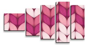 Sablio Obraz - 5-dílný Tříbarevné růžové pletení - 100x60 cm