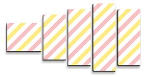 Sablio Obraz - 5-dílný Růžové a žluté pruhy - 100x60 cm