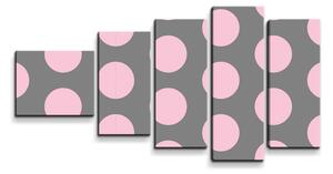 Sablio Obraz - 5-dílný Velké růžové puntíky - 100x60 cm