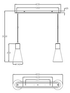 Fabas 2753-46-138 Diana, závěsné svítidlo, 2x60W, bílé stínítko, šířka 66cm