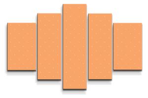Sablio Obraz - 5-dílný Bílé čárky na oranžové - 125x90 cm
