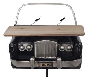 Kovová nástěnná police s maskou Rolls Royce s dřevěnou deskou 45 cm