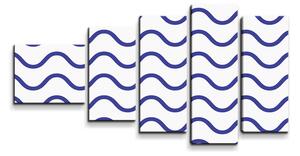 Sablio Obraz - 5-dílný Modré vlnky - 100x60 cm