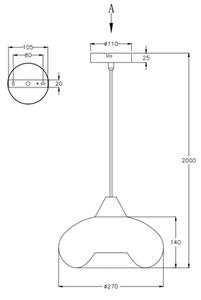 Fabas 3489-40-125 Ela, závěsné svítidlo z ambrového skla, 1x60W E27, prům. 27cm
