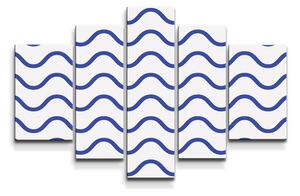 Sablio Obraz - 5-dílný Modré vlnky - 125x90 cm