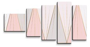 Sablio Obraz - 5-dílný Růžovošedé jehlany - 100x60 cm