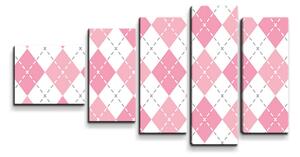 Sablio Obraz - 5-dílný Růžové a bílé kosočtverečky - 100x60 cm
