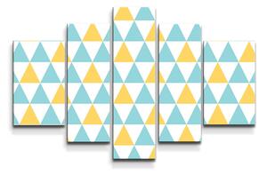 Sablio Obraz - 5-dílný Dvoubarevné trojúhelníky - 125x90 cm