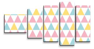 Sablio Obraz - 5-dílný Tříbarevné trojúhelníky - 100x60 cm