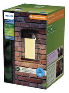 Philips 8720169361942 UltraEfficient Juda solární nástěnné svítidlo se senzorem LED 3,2W/500lm 2700K IP44 antracitová