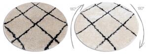 Koberec FLUFFY 2373 kruhový shaggy laťková mříž krém / antracit velikost kruh 160 cm | krásné koberce cz