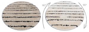 Koberec FLUFFY 2371 kruhový shaggy pruhy krém / antracit velikost kruh 120 cm | krásné koberce cz