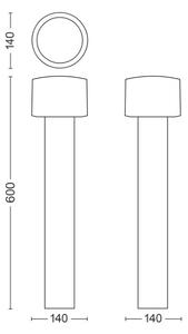 Philips 8720169351356 UltraEfficient Otis venkovní stojanové svítidlo/sloupek LED V600mm 4,3W/800lm 2700K IP44 antikorová
