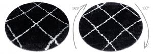 Koberec FLUFFY 2373 kruhový shaggy laťková mříž antracit / bílá velikost kruh 160 cm | krásné koberce cz
