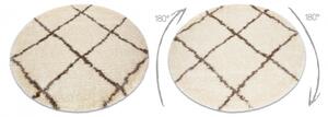 Koberec FLUFFY 2373 kruhový shaggy laťková mříž krém / béžový velikost kruh 160 cm | krásné koberce cz