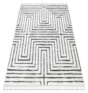 Koberec SEVILLA Z788B, bílá / antracit střapce, Labyrint řecký vzor velikost 200x290 cm | krásné koberce cz