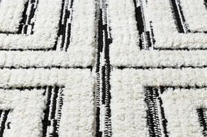 Koberec SEVILLA Z788B, bílá / antracit střapce, Labyrint řecký vzor velikost 80x150 cm | krásné koberce cz