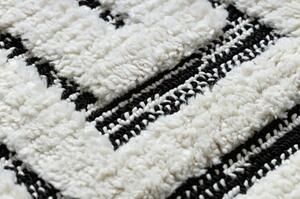 Koberec SEVILLA Z788B, bílá / antracit střapce, Labyrint řecký vzor velikost 80x150 cm | krásné koberce cz