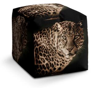 Sablio Taburet Cube Levhart - 40x40x40 cm