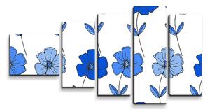 Sablio Obraz - 5-dílný Modré květiny - 100x60 cm