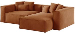 -25 % Dny MOMENTI– Cosmopolitan Design Terakotově oranžová sametová rohová pohovka Aveiro 254 cm, pravá