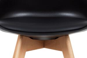 Autronic CT-752 BK - Jídelní židle, černá plastová skořepina, sedák černá ekokůže, čtyřnohá dřevěná p