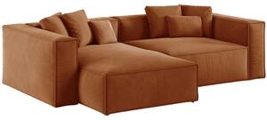-25 % Dny MOMENTI– Cosmopolitan Design Terakotově oranžová sametová rohová pohovka Aveiro 254 cm, levá