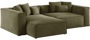 -25 % Dny MOMENTI– Cosmopolitan Design Zelená sametová rohová pohovka Aveiro 254 cm, levá