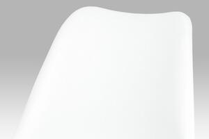 Autronic CT-752 WT - Jídelní židle, plast bílý / koženka bílá / masiv buk