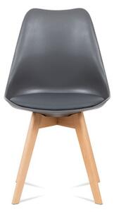 Autronic CT-752 GREY - Jídelní židle, plast šedý / koženka šedá / masiv buk