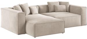 -25 % Dny MOMENTI– Cosmopolitan Design Světle béžová sametová rohová pohovka Aveiro 254 cm, levá