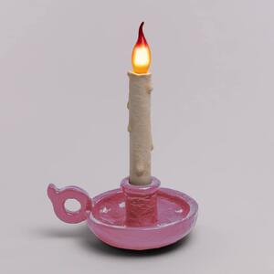 LED deko stolní lampa Grimm Bugia svíčka růžová
