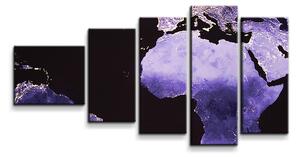 Sablio Obraz - 5-dílný Světelná mapa světa - 100x60 cm