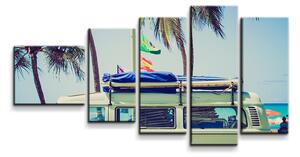 Sablio Obraz - 5-dílný Veterán na pláži - 100x60 cm