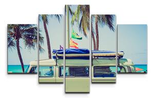 Sablio Obraz - 5-dílný Veterán na pláži - 125x90 cm