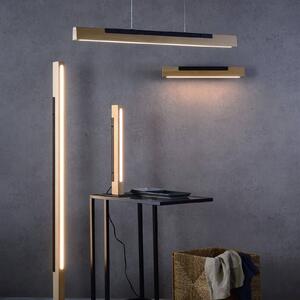 LED stojací lampa Madera dubové dřevo, stmívatelná
