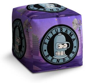 Sablio Taburet Cube Futurama Bender Planeta s vysílači - 40x40x40 cm