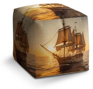 Sablio Taburet Cube Plachetnice na klidném moři 2 - 40x40x40 cm