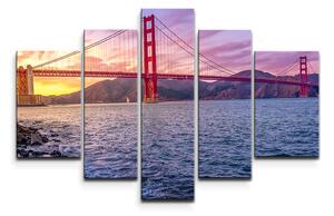 Sablio Obraz - 5-dílný Golden Gate 5 - 125x90 cm