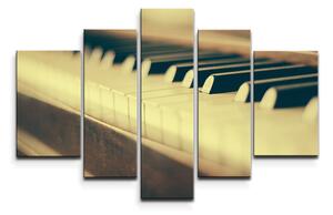 Sablio Obraz - 5-dílný Klávesy klavíru - 125x90 cm