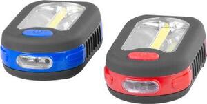 12 ks Svietidlo Strend Pro Worklight, prívesok, LED 200 lm, magnet, s klipsou, červená/modrá, 3x AA
