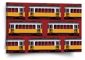 Sablio Obraz Lisabonské historické tramvaje Červený Pattern - 120x80 cm