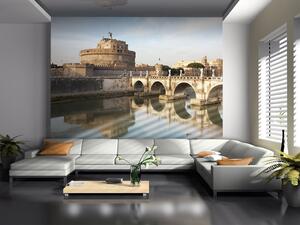 Fototapeta Městská architektura v Římě - most Ponte San Angelo, řeka Tiber