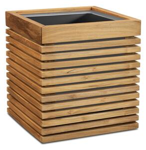 Čtvercový květináč Modulo, 40/51/60/80 x 40/51/60/80 x 43/43/43/43 cm, přírodní teak Rozměry: Délka, Šířka, Výška 40x40x43 cm