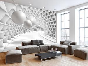 Fototapeta Moderní abstrakce - geometrický tunel 3D v odstínech šedé