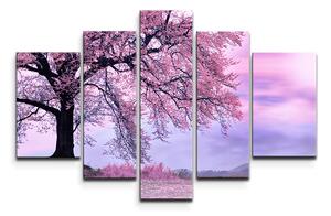 Sablio Obraz - 5-dílný Růžový strom - 125x90 cm
