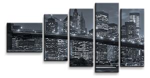 Sablio Obraz - 5-dílný Noční New York 2 - 100x60 cm