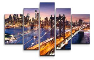 Sablio Obraz - 5-dílný Most v New Yorku - 125x90 cm