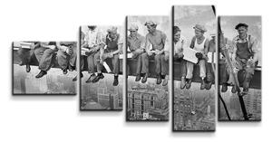 Sablio Obraz - 5-dílný Zedníci na traverze - 100x60 cm